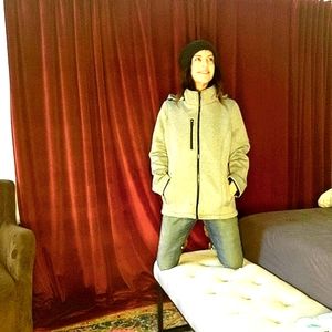 Andrew Marc Sweatshirt Structured Jacket with detachable hood.